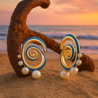 Lina™ | Boucles d’oreilles en perles bleues