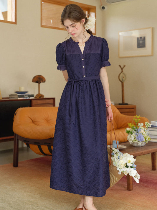 Aitana Rose™ | Robe longue en coton brodée