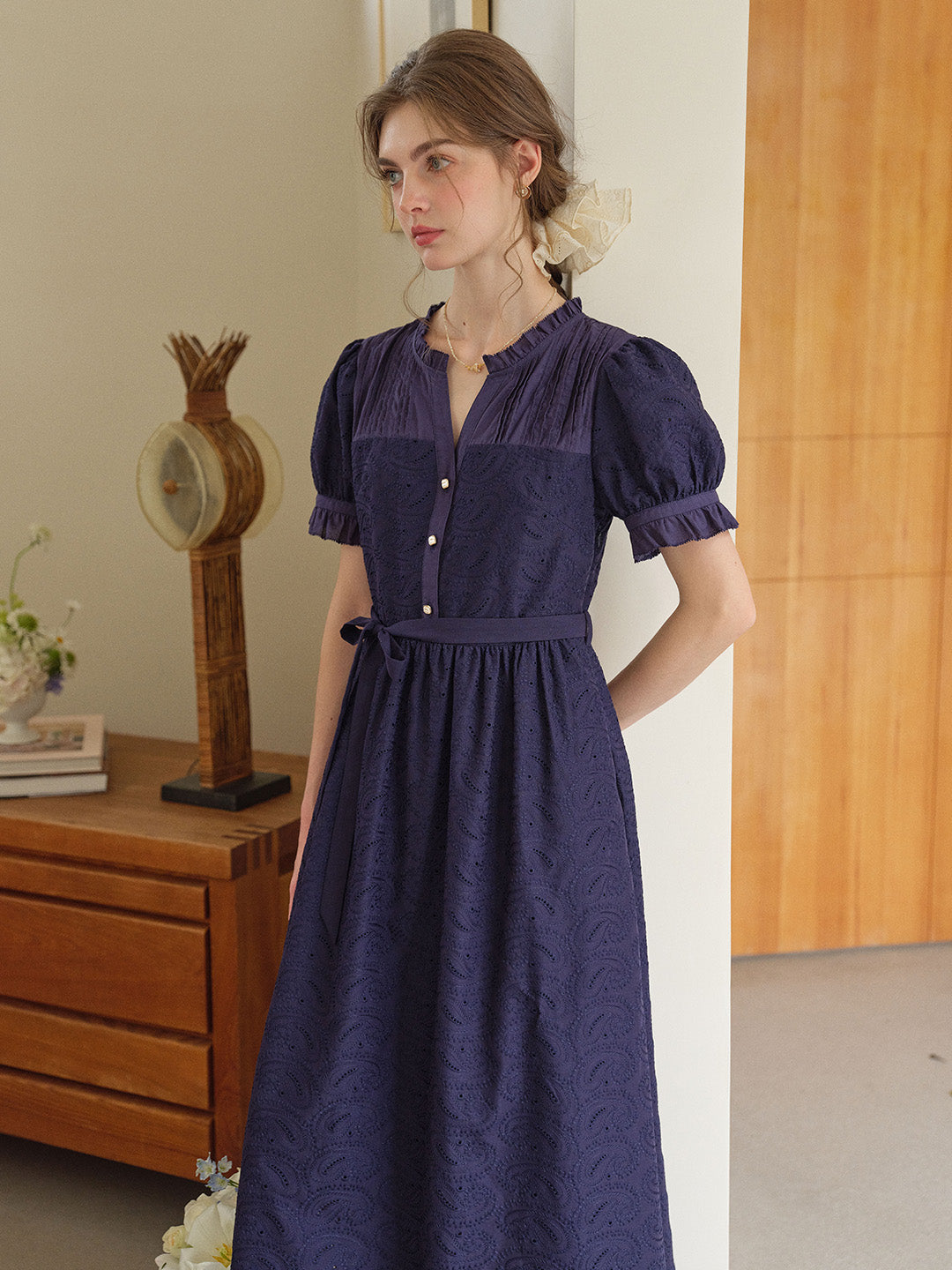 Aitana Rose™ | Robe longue en coton brodée