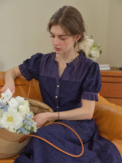 Aitana Rose™ | Robe longue en coton brodée