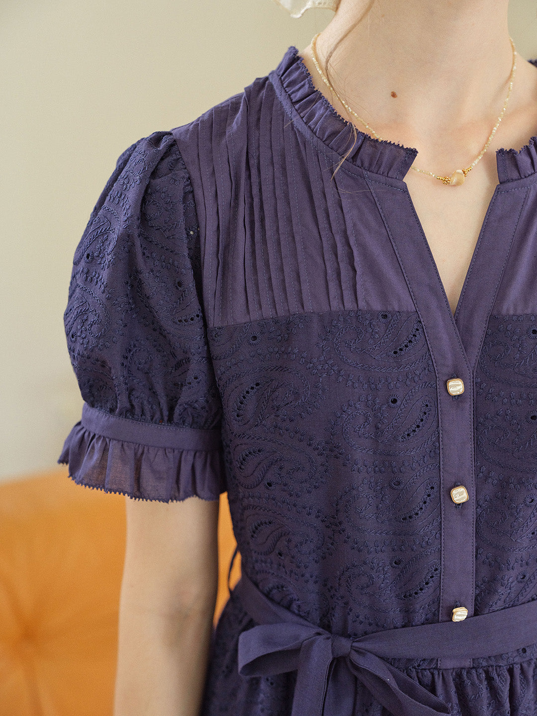 Aitana Rose™ | Robe longue en coton brodée