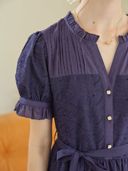 Aitana Rose™ | Robe longue en coton brodée