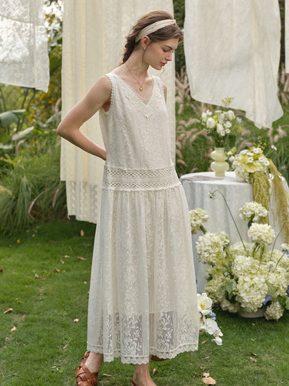 Élise™ | Robe en coton ajouré et dentelle