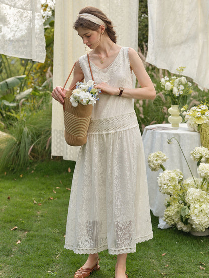 Élise™ | Robe en coton ajouré et dentelle