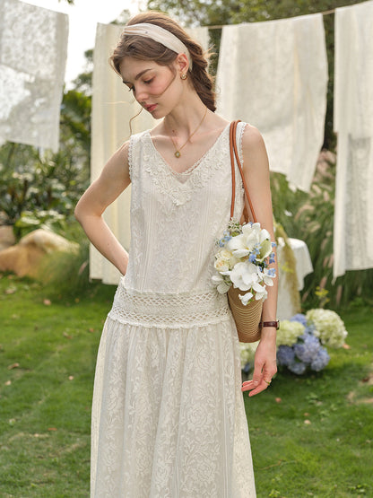 Élise™ | Robe en coton ajouré et dentelle