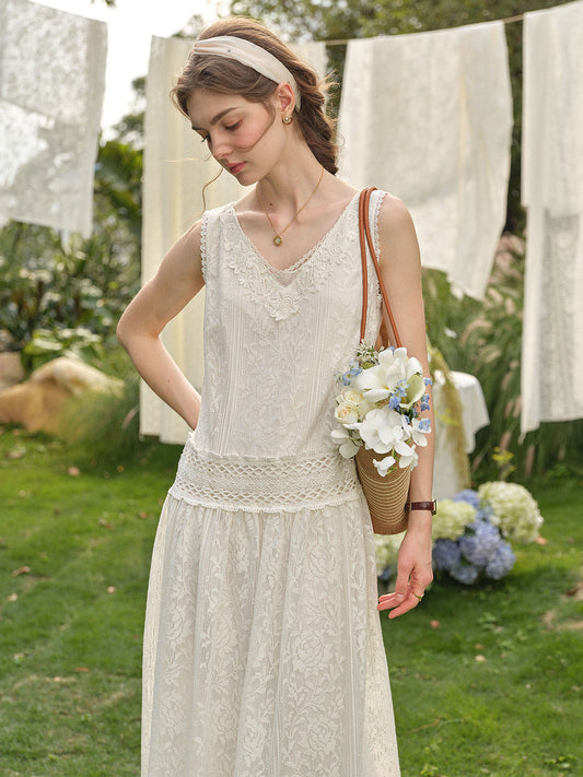 Élise™ | Robe en coton ajouré et dentelle