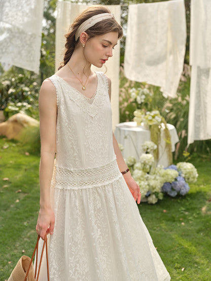 Élise™ | Robe en coton ajouré et dentelle