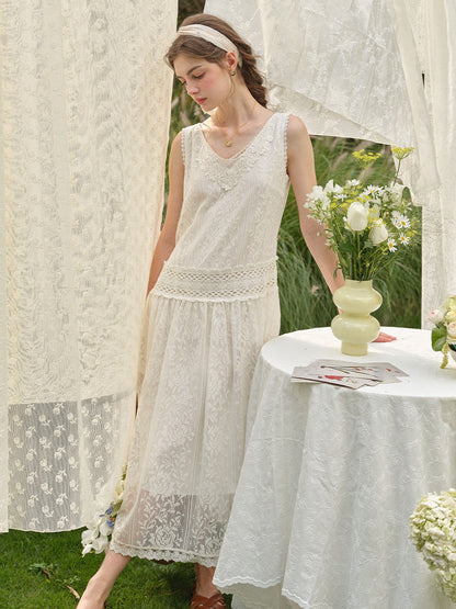 Élise™ | Robe en coton ajouré et dentelle