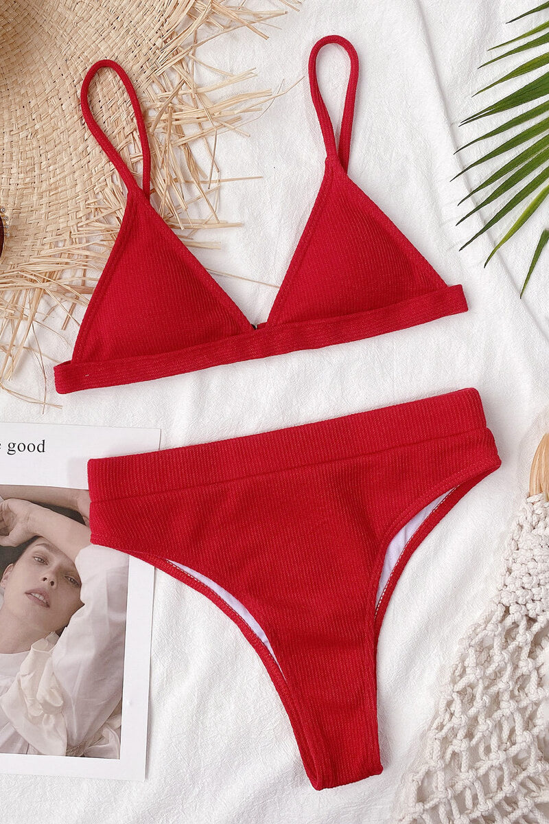 TAHERA™ | Bikini côtelé taille haute