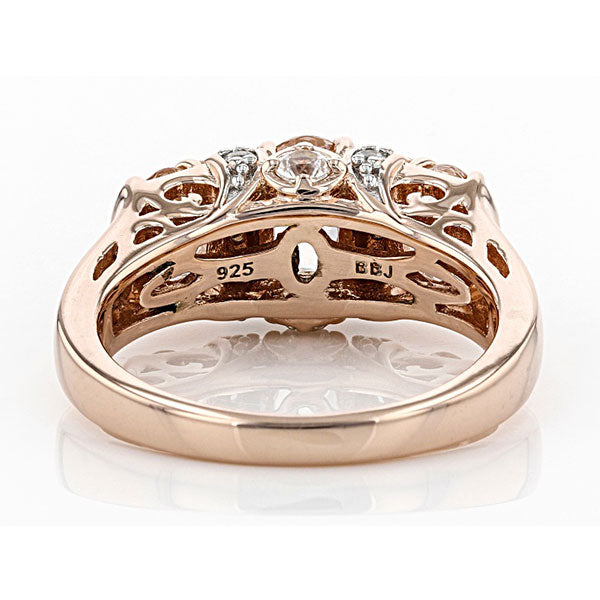 Camélia™ | Bague 3 pierres champagne or rose