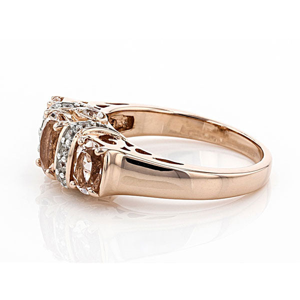 Camélia™ | Bague 3 pierres champagne or rose