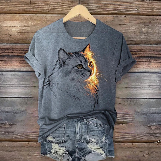 Mia™ | T-shirt imprimé chat décontracté