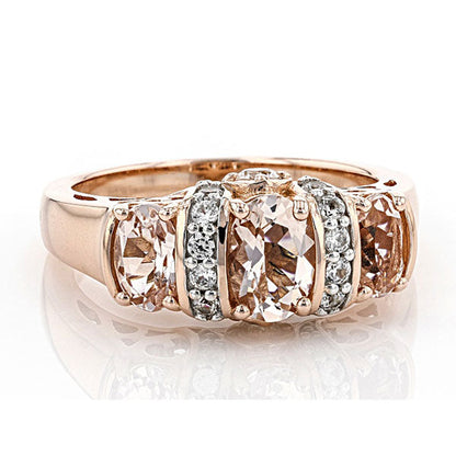 Camélia™ | Bague 3 pierres champagne or rose