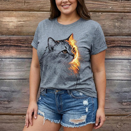 Mia™ | T-shirt imprimé chat décontracté