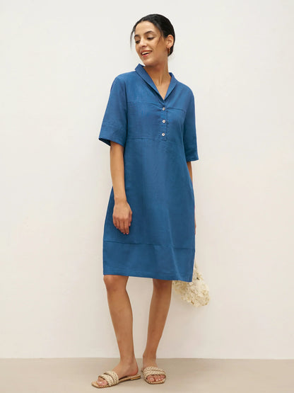 Livia™ | Robe courte en lin à col châle