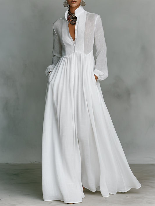 Serena™ | Robe maxi fluide à boutons sur le devant