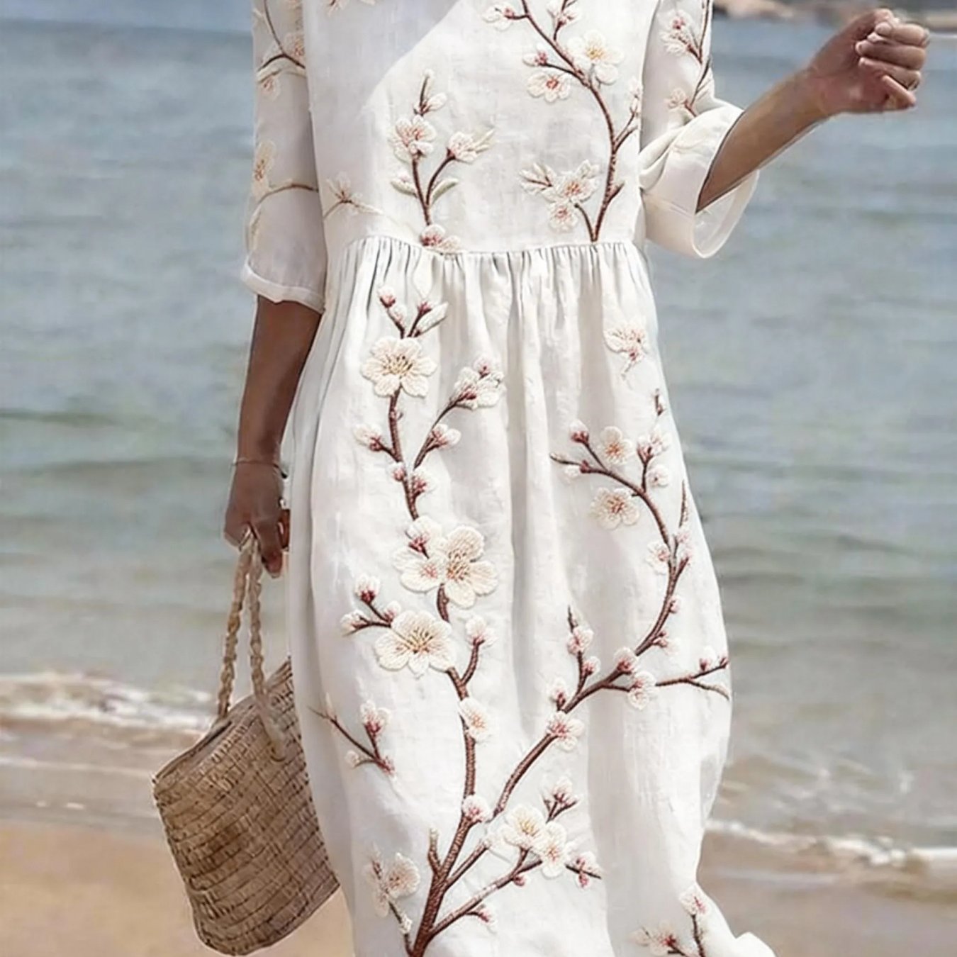 Xylina™ | Robe décontractée fleurie manches coudes
