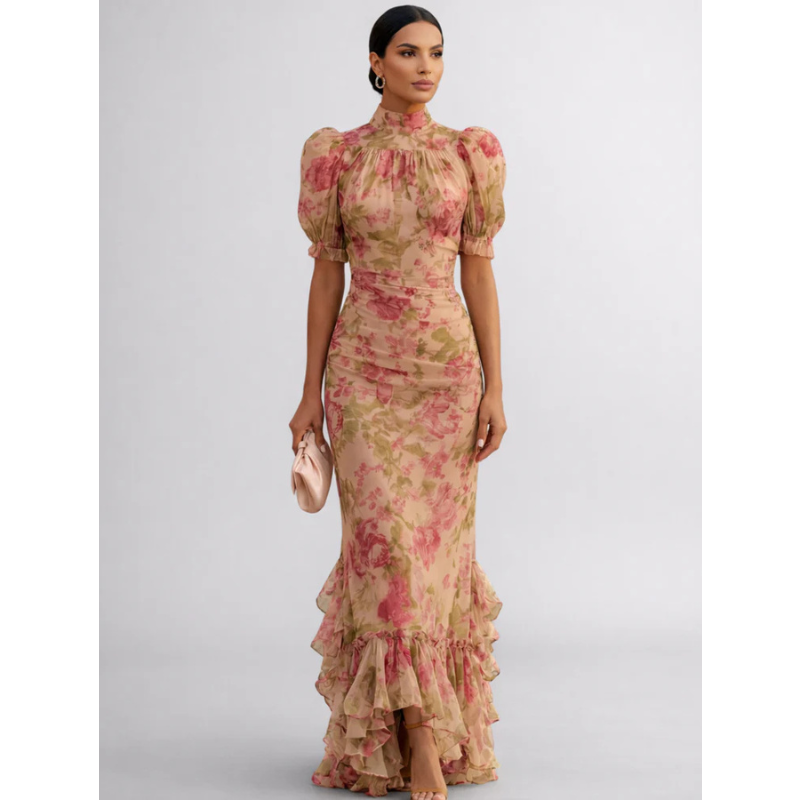 DELFINA™ | ROBE LONGUE FLEURIE EN CHIFFON