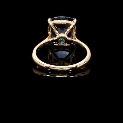 Safiya™ | Bague saphir bleu coussin or rose