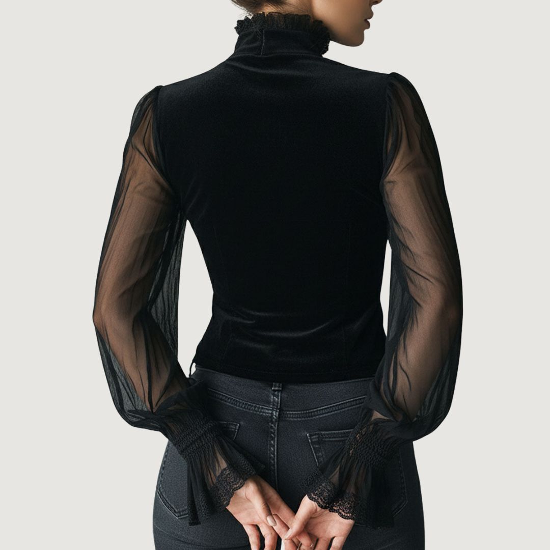 Samantha™ | Elegante Bluse aus Spitze und Samt