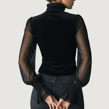 Samantha™ | Elegante Bluse aus Spitze und Samt