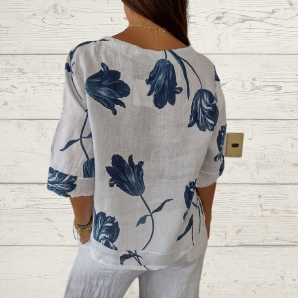 Despoina™ | Top fleuri boutonné