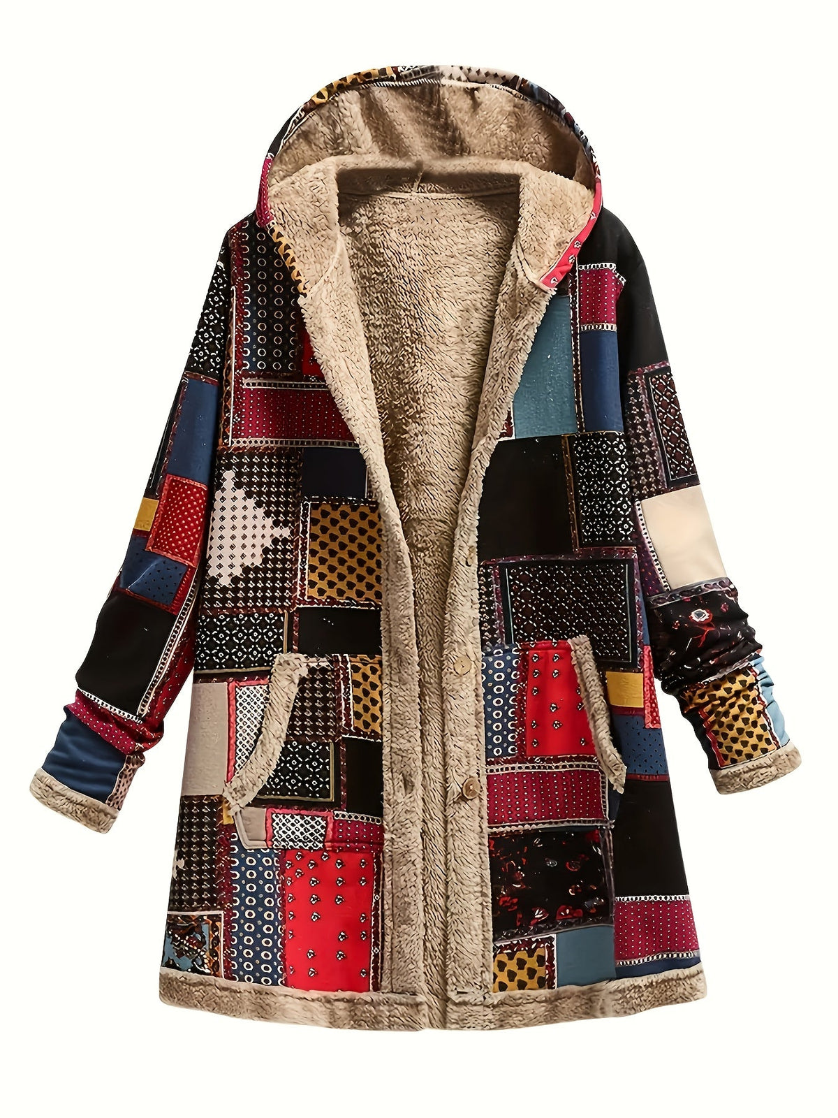 Etta | Manteau à capuche en patchwork