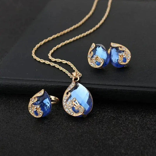 Azura™ | Collier et boucles d’oreilles cristal bleu