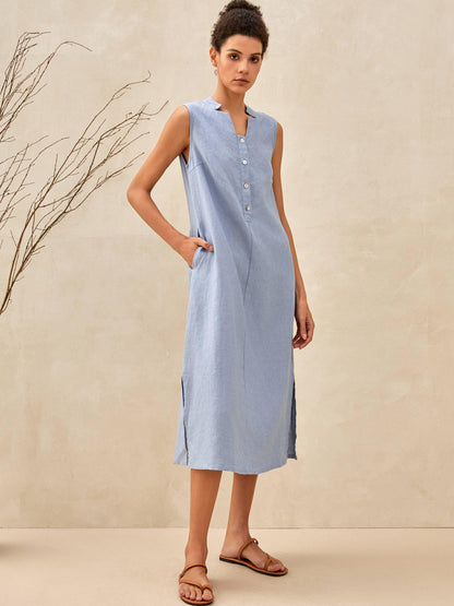 Céleste™ | Robe longue en lin sans manches