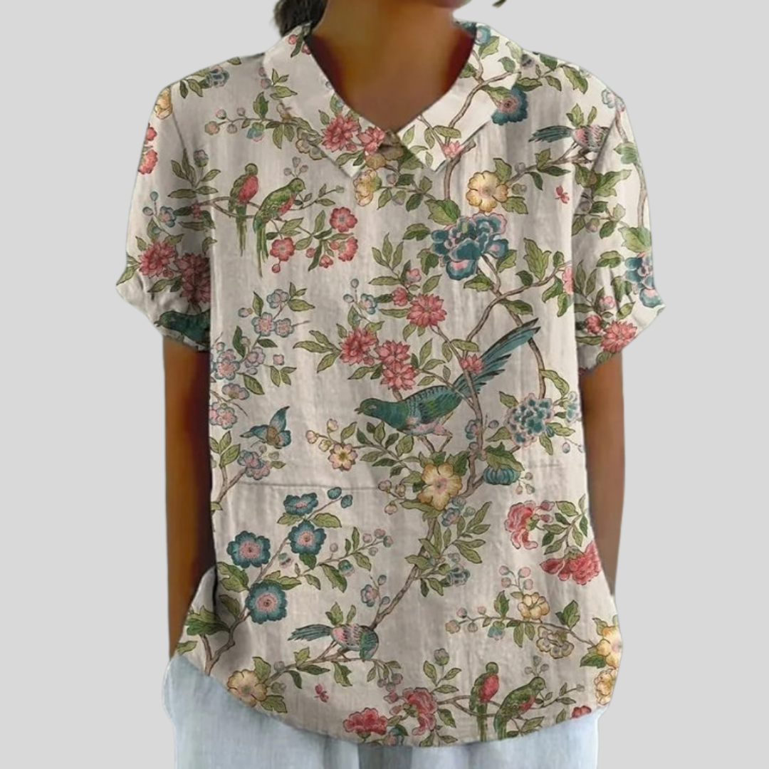 Joséphine™ | Blouse florale illustrée