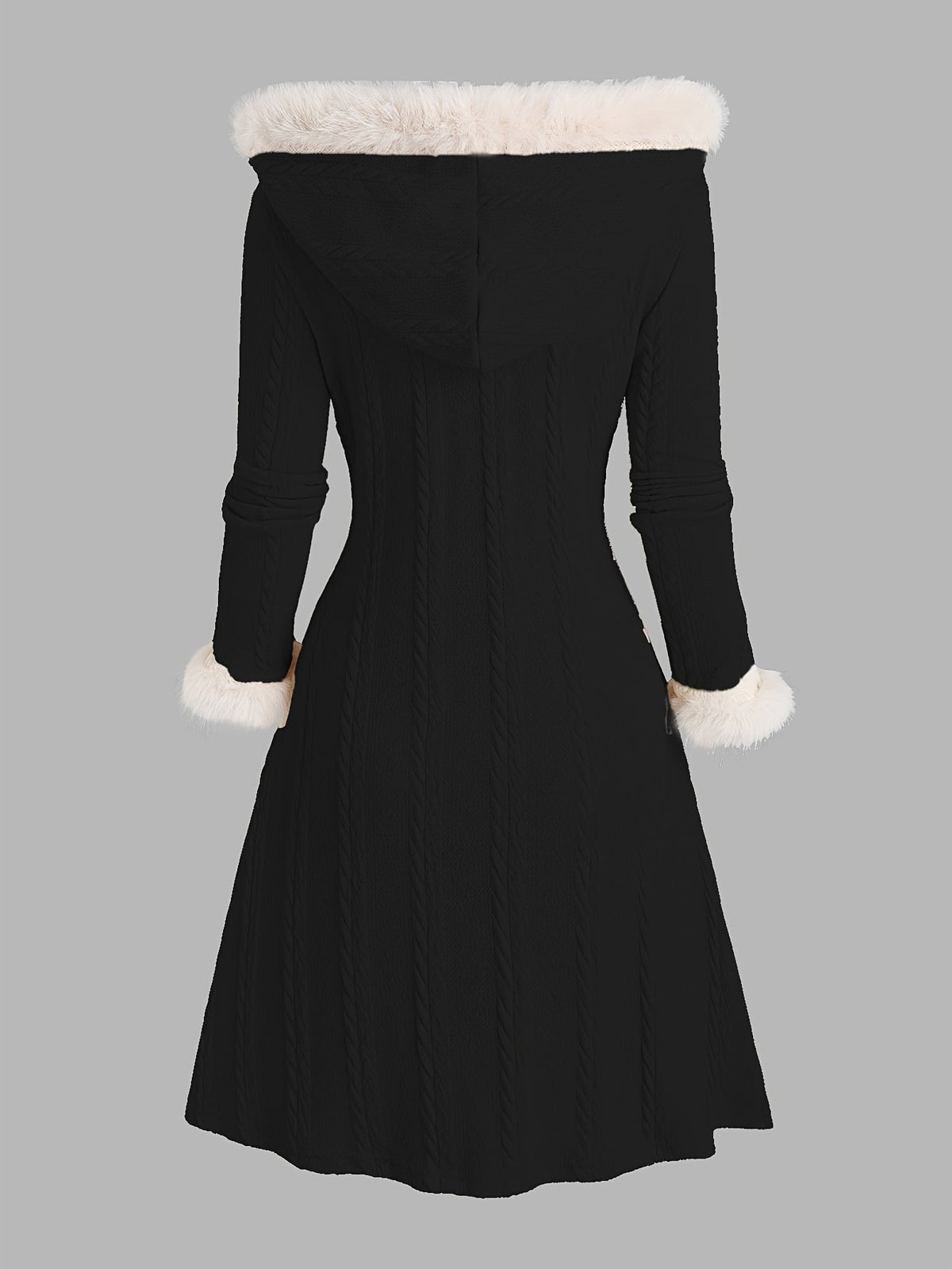 Nadia | Manteau long à capuche bordée de fourrure