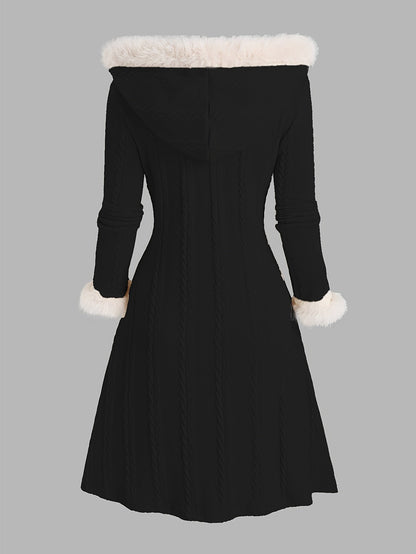 Nadia | Manteau long à capuche bordée de fourrure
