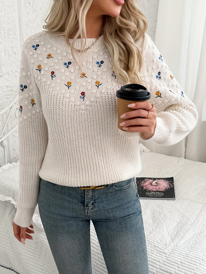 Wren | Pull en maille brodé de motifs floraux