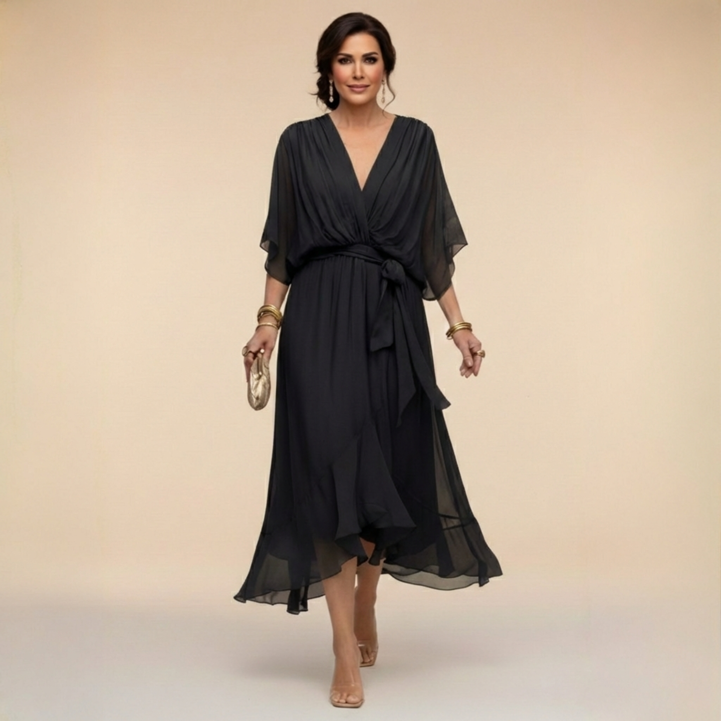 CHRISTA™ | ROBE EN CHIFFON COL V