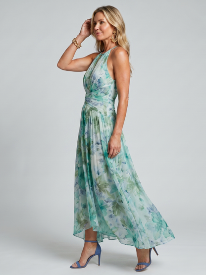 Sofie™ | Robe midi halterneck plissée