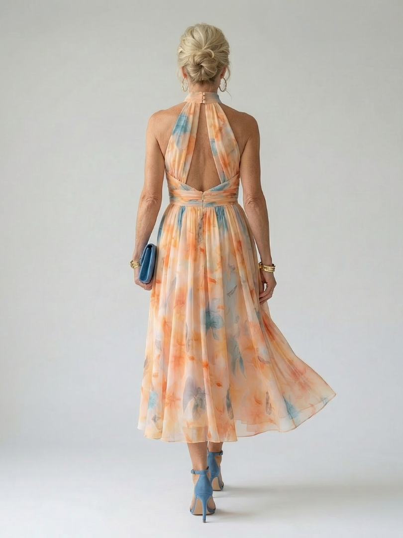 Séverine™ | Robe midi col halter