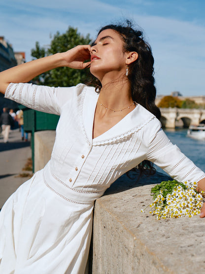 Valentine™ | Robe midi brodée en coton