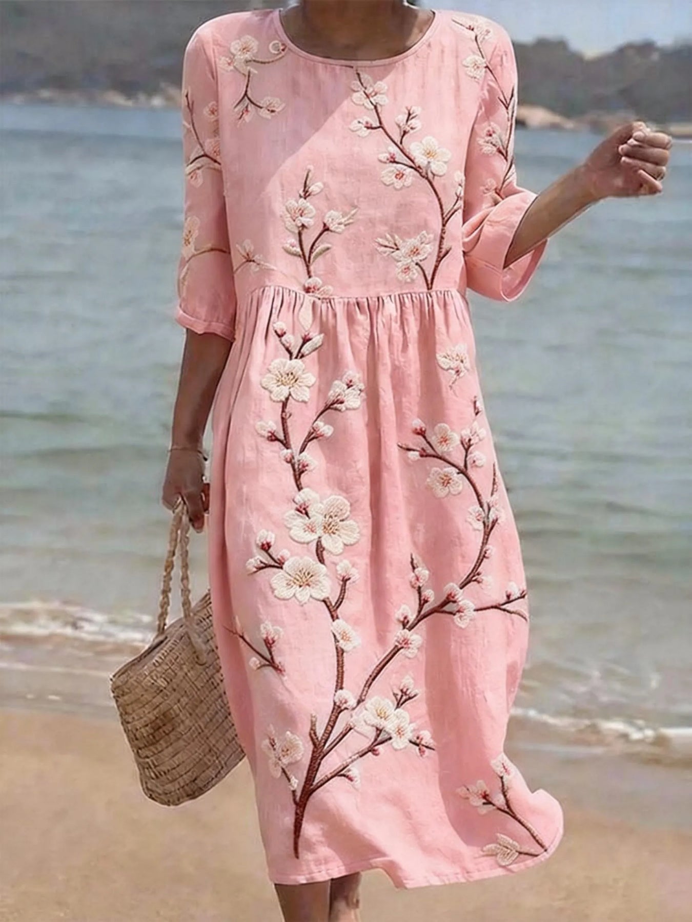 Briallen™ | Robe décontractée fleurie manches coudes