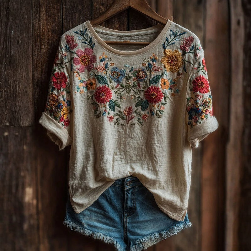 Rosalie™ | Vintage-T-Shirt mit Blumendruck