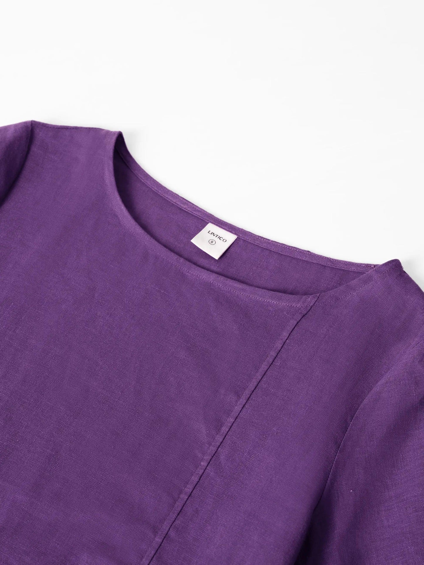 Sophie™ | Robe mi-longue en lin à col rond