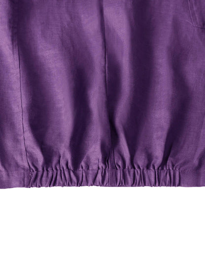 Sophie™ | Robe mi-longue en lin à col rond