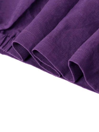 Sophie™ | Robe mi-longue en lin à col rond