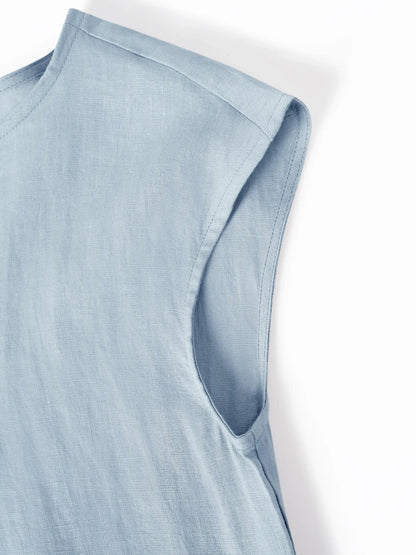 Jeanne™ | Robe longue en lin à manches courtes