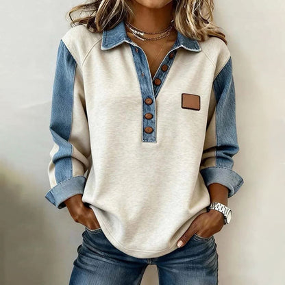 Manon™ | Sweat-shirt décontracté vintage à col revers