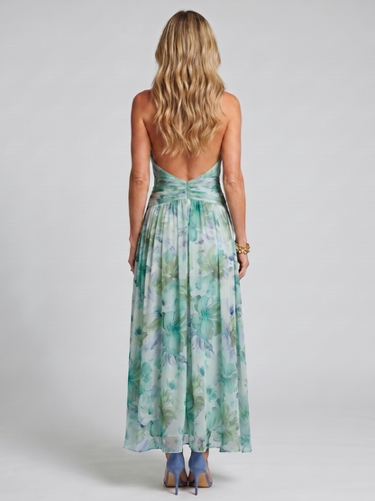 Sofie™ | Robe midi halterneck plissée