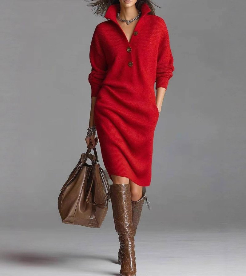 Diane™ | Elegantes Winterkleid mit Knöpfen