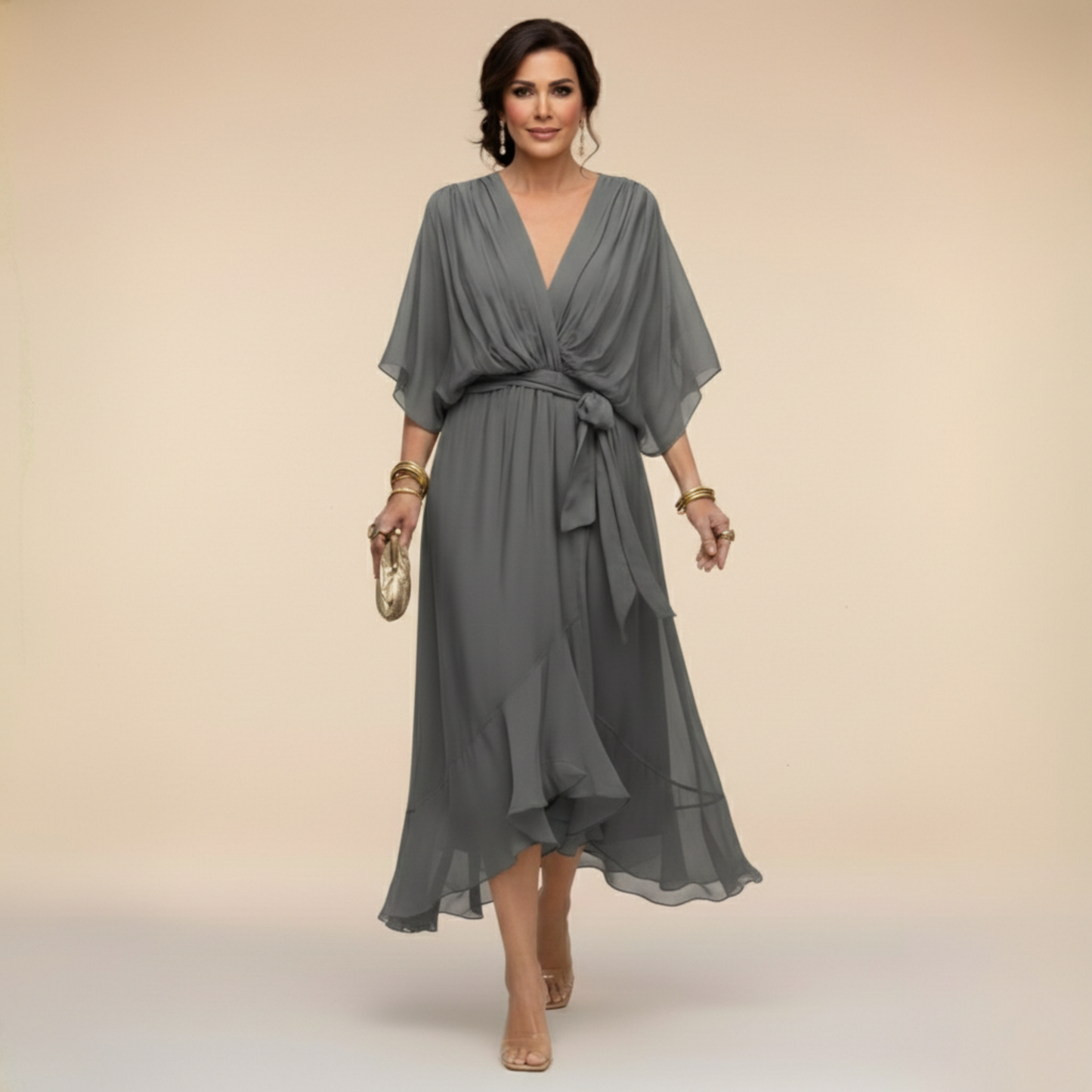 CHRISTA™ | ROBE EN CHIFFON COL V