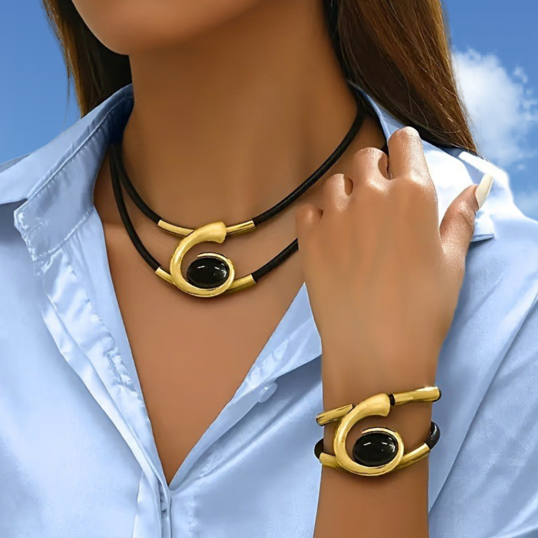 Solène™ | Set ovale noir et or