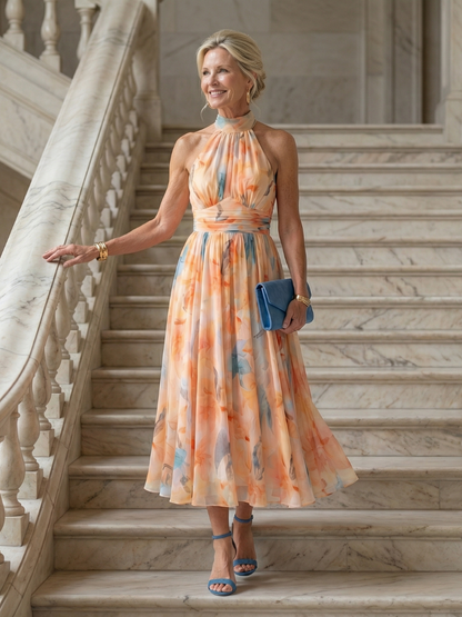 Séverine™ | Robe midi col halter