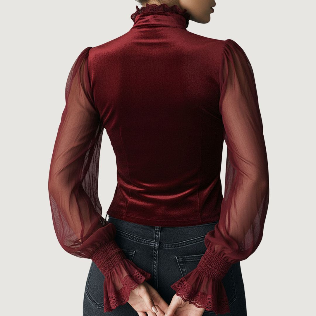 Samantha™ | Elegante Bluse aus Spitze und Samt